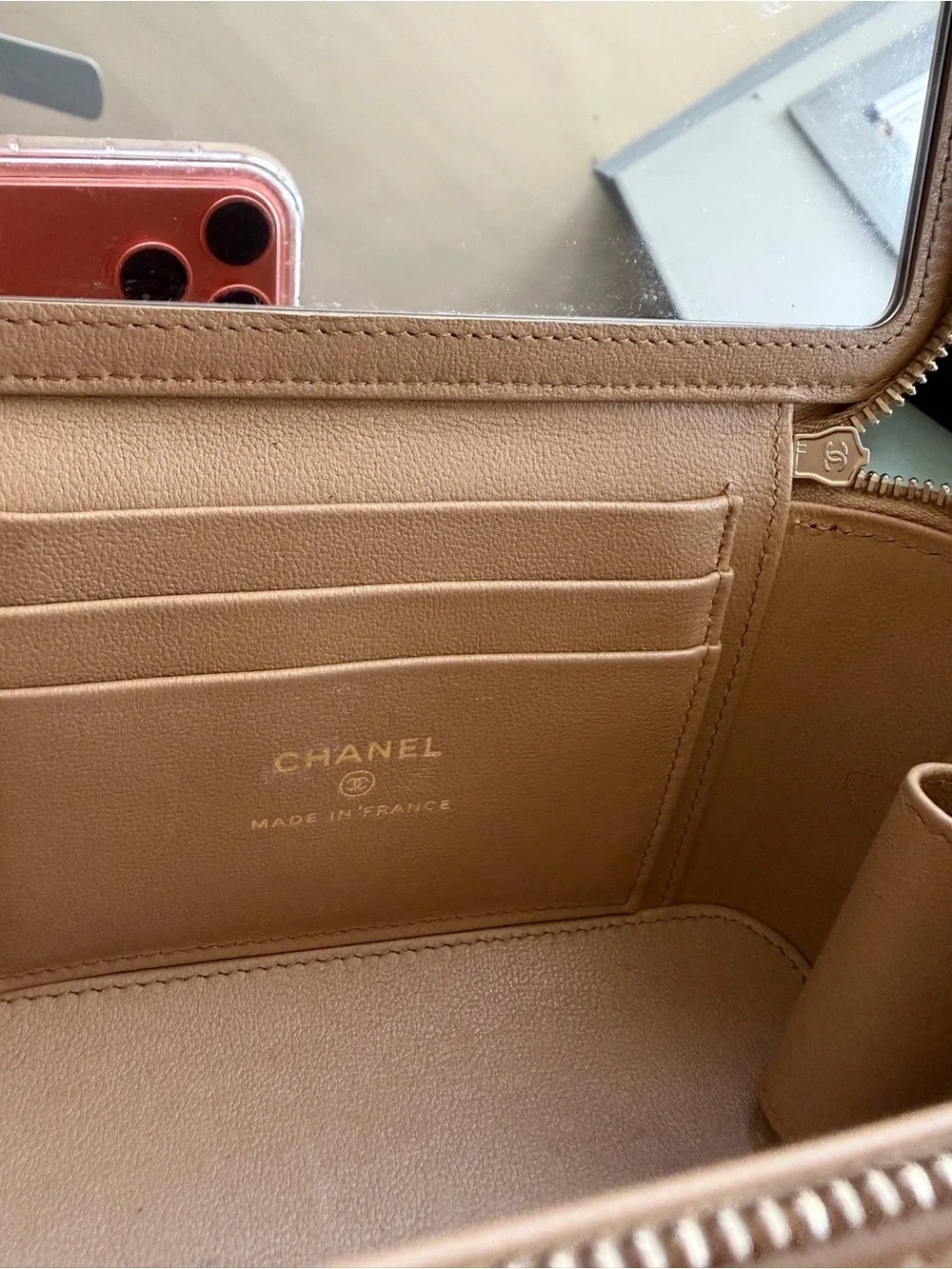 CHANEL Quilted Mini Vanity Bag in Taupe